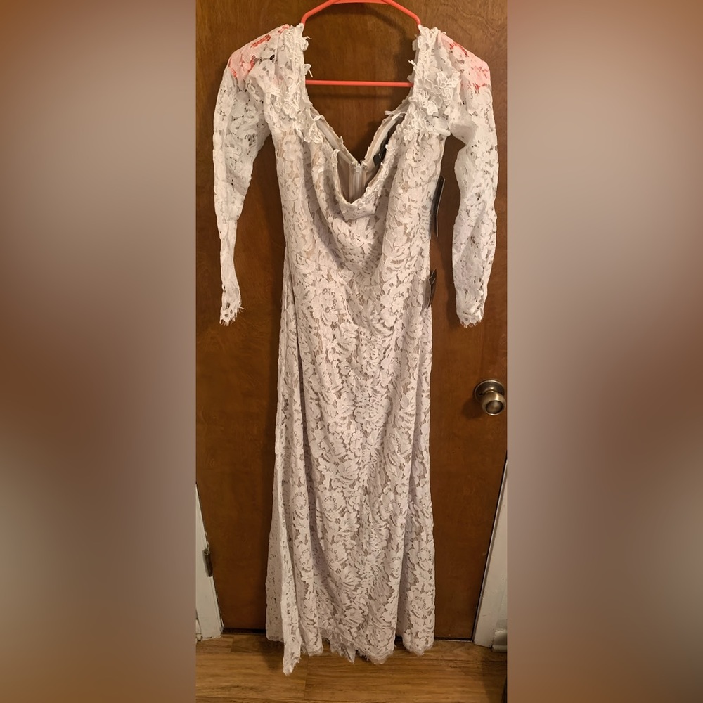 Lulu's Ivory Off-Shoulder Lace Wedding Gown - Picture 5 of 8